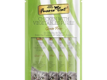 3 FOR $10: Fussie Cat Puree Premium Chicken with Vegetables Cat Treat 14gx4 For Discount