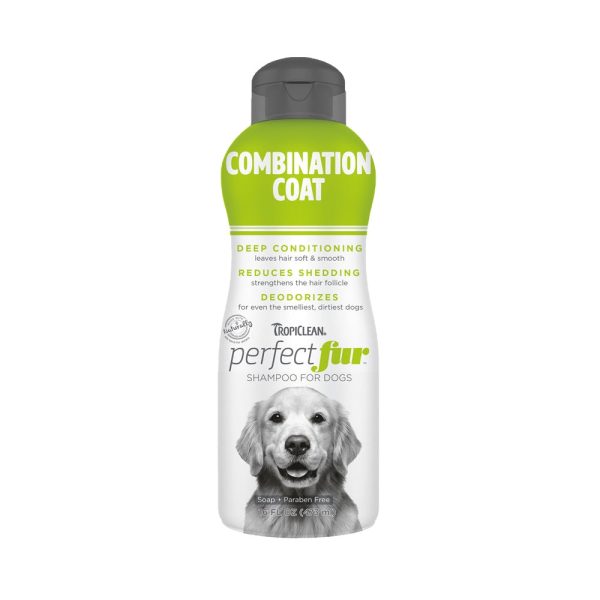 15% OFF: Tropiclean Perfect Fur Combination Coat Dog Shampoo 16oz For Sale