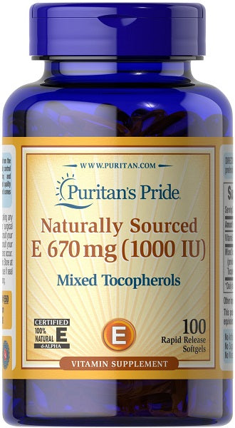 Vitamin E 1000 IU Mixed Tocopherols 100 Rapid Release Softgels For Sale