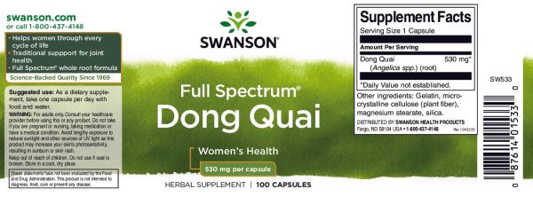 Dong Quai - 530 mg 100 capsules Discount