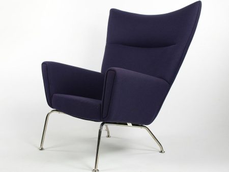 2015 CH445 Wing Lounge Chair by Hans Wegner for Carl Hansen & Søn in Blue Fabric Fashion