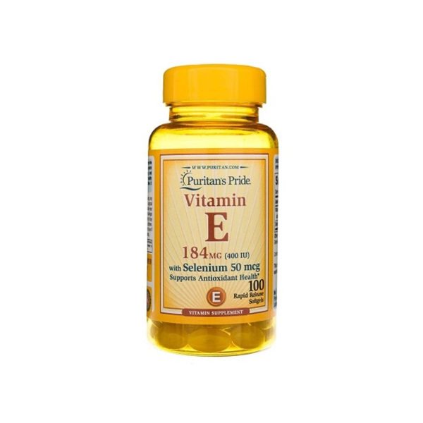 Vitamin E (d-Alpha Tocopherol) 400 IU & Selenium 50 mcg 100 Rapid Release Softgels Hot on Sale