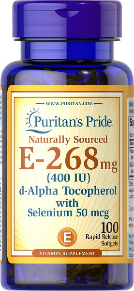 Vitamin E (d-Alpha Tocopherol) 400 IU & Selenium 50 mcg 100 Rapid Release Softgels Hot on Sale