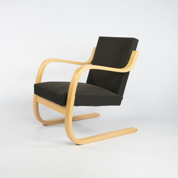 2000s Pair of Model 402 Chairs by Aino and Alvar Aalto for Artek in Birch and Dark Fabric For Discount