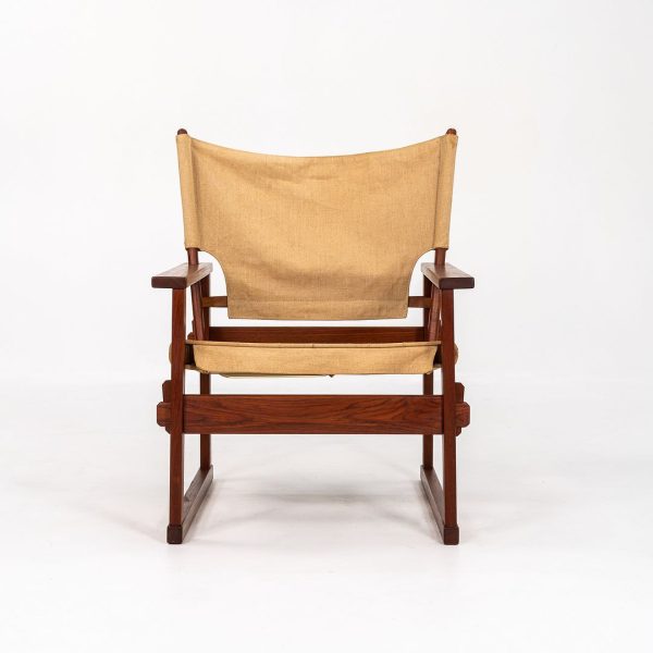 1950s Safari Armchair and Ottoman by Poul Hundevad for Vamdrup Stolefabrik in Canvas and Teak For Cheap