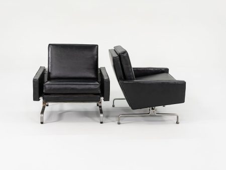 1960s Pair of PK31 Easy Lounge Chairs by Poul Kjaerholm for E. Kold Christensen in Black Leather For Sale