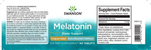 Melatonin - 3 mg 60 tabs Dual-Release Supply