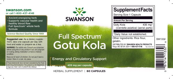 Gotu kola - 435 mg 60 capsules For Sale