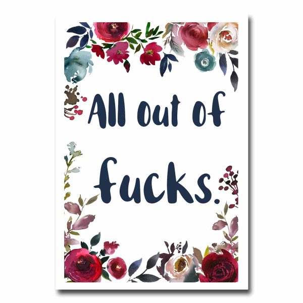 All Out Of Fucks Blank Greeting Card NSFW Online