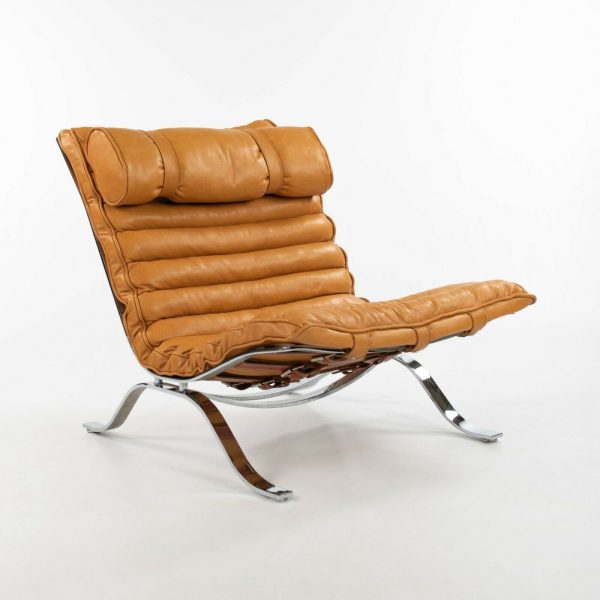 1960s Lounge Chair and Ottoman attributed to Arne Norell as Ari Chair with New Cognac Leather Fashion