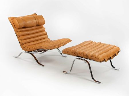 1960s Lounge Chair and Ottoman attributed to Arne Norell as Ari Chair with New Cognac Leather Fashion