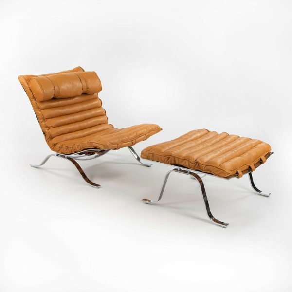 1960s Lounge Chair and Ottoman attributed to Arne Norell as Ari Chair with New Cognac Leather Fashion