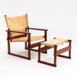 1950s Safari Armchair and Ottoman by Poul Hundevad for Vamdrup Stolefabrik in Canvas and Teak For Cheap