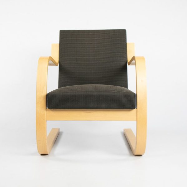 2000s Pair of Model 402 Chairs by Aino and Alvar Aalto for Artek in Birch and Dark Fabric For Discount