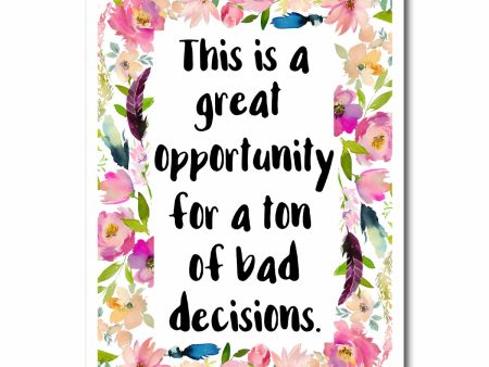 Bad Decisions Blank Greeting Card Fashion