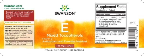 Vitamin E - 400 IU 250 softgel Mixed Tocopherols Online Sale