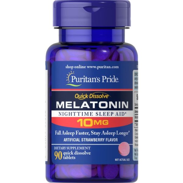 Melatonin 10 mg 90 Quick Dissolve Tablets Strawberry Flavor For Sale