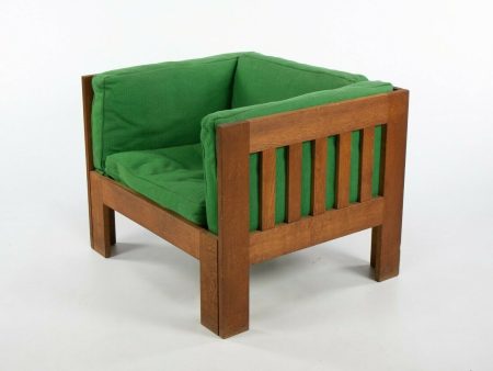 1975 Tage Poulsen TP63 Lounge Chair by CI Designs in Oak with Green Upholstery For Discount