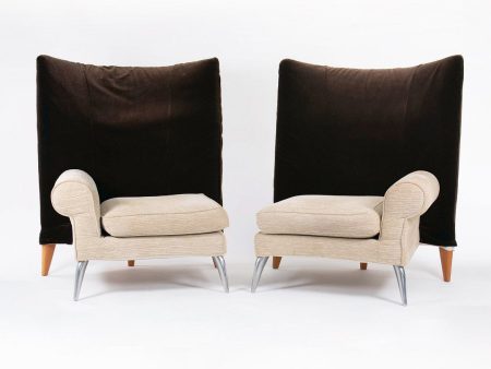 1990s Pair of Royalton Arm Chairs by Philippe Starck for Driade with Fabric Upholstery Hot on Sale