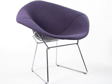 2000s Bertoia Diamond Chair No. 421 by Harry Bertoia for Knoll in Chrome & in Purple Bouclé Online Sale