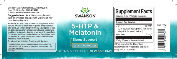 5-HTP 50 mg & Melatonin 3 mg 30 Capsules on Sale