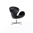 1960s Arne Jacobsen Swan Chair by Fritz Hansen of Denmark in Black Leather Discount