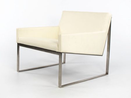 2010s B.3 Lounge Chair by Fabien Baron for Bernhardt Design in White Leather and Stainless Hot on Sale