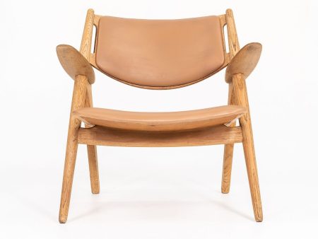 1960s CH28P Lounge Chair by Hans Wegner for Carl Hansen & Søn in Oak with Tan Leather Upholstery Online