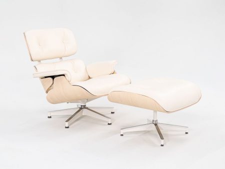 2023 670   671 Eames Lounge Chair and Ottoman by Charles and Ray Eames for Herman Miller in Ivory Leather and Ash For Discount