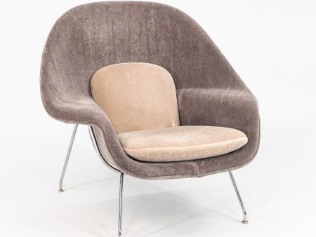 2023 Full Size Womb Chair, Model 70L by Eero Saarinen for Knoll in Two Tone Velvet   Mohair Fabric Sale