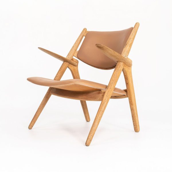 1960s CH28P Lounge Chair by Hans Wegner for Carl Hansen & Søn in Oak with Tan Leather Upholstery Online