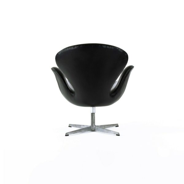 1960s Arne Jacobsen Swan Chair by Fritz Hansen of Denmark in Black Leather Discount