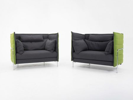 2010s Pair of Alcove Loveseats   Lounge Chairs by Ronan and Erwan Bouroullec for Vitra in Green Fabric Cheap