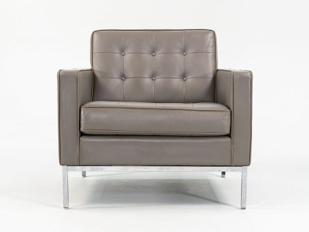 2013 Lounge Chair, Model 1205S1 by Florence Knoll for Knoll in Grey Leather For Sale