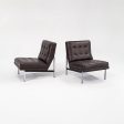 1960s Pair of Florence Knoll Parallel Bar System Lounge Chairs, Model 51, in New Brown Leather For Cheap