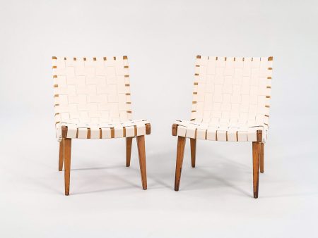 1946 Pair of Knoll Risom Lounge Chair, Model 654LC by Jens Risom for Knoll in Birch with Webbing Supply