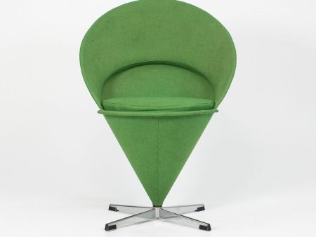 1969 Cone Chair by Verner Panton for Plus Linje in Green Fabric on Sale