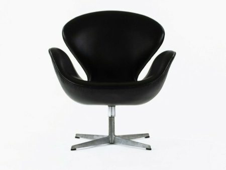 1960s Arne Jacobsen Swan Chair by Fritz Hansen of Denmark in Black Leather Discount