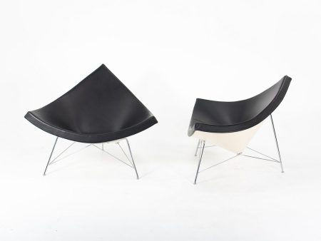 2007 Coconut Lounge Chair by George Nelson for Vitra in Black Leather with White Shell Online