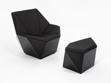 2021 Washington Prism Lounge and Ottoman by David Adjaye for Knoll in Gloss Black Supply