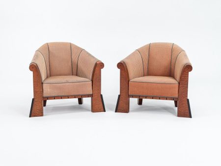 1980s Pair of Postmodern Birdseye Maple Lounge Chairs by Michael Graves for Sunar Hauserman Cheap