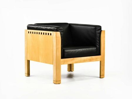 2001 Postmodern Club Chair in Maple and Black Leather by Brian Kane for Metropolitan Furniture For Sale