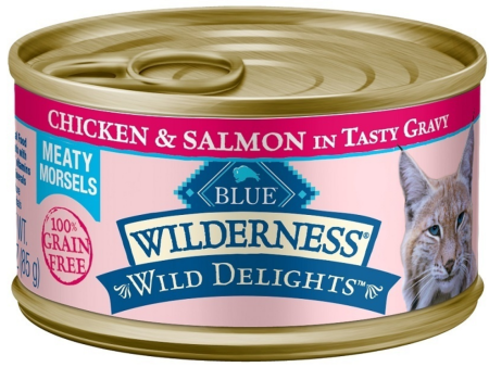 Blue Buffalo Wilderness Wild Delights Grain-Free Adult Meaty Morsels Chicken & Salmon Recipe Canned Cat Food Discount