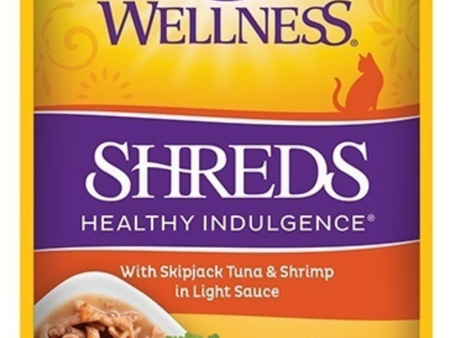 Wellness Healthy Indulgence Natural Grain Free Shreds with Tuna and Shrimp in Light Sauce Cat Food Pouch Sale