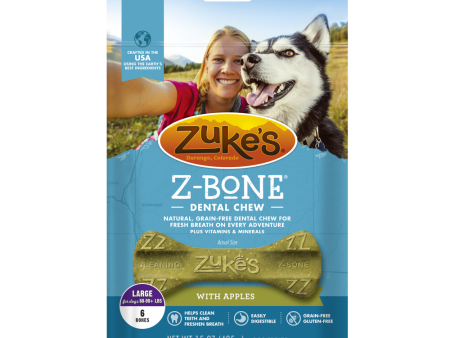 Zukes Z-Bones Grain Free Clean Apple Crisp Dental Dog Treats Supply